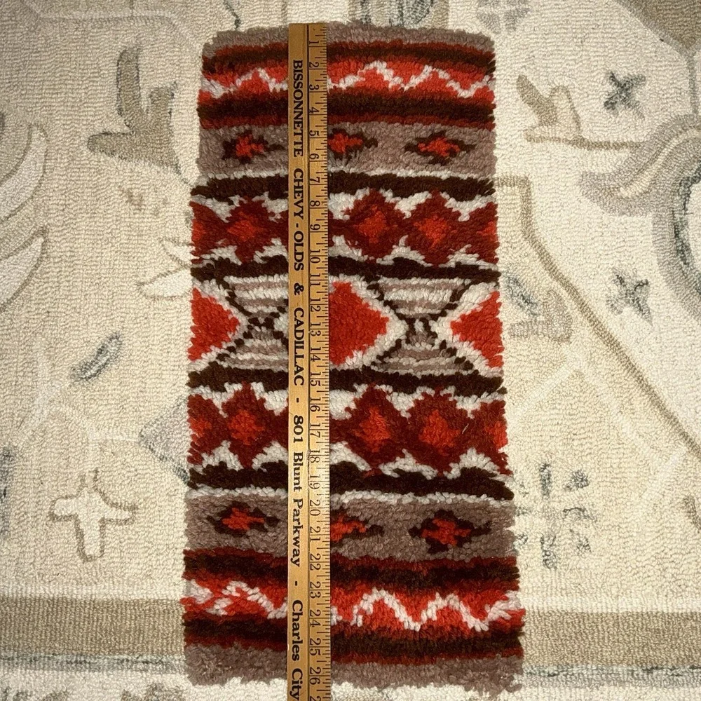 Vintage Latch Hook Wall Rug Tapestry 70s Boho MCM Earth Tones Southwestern